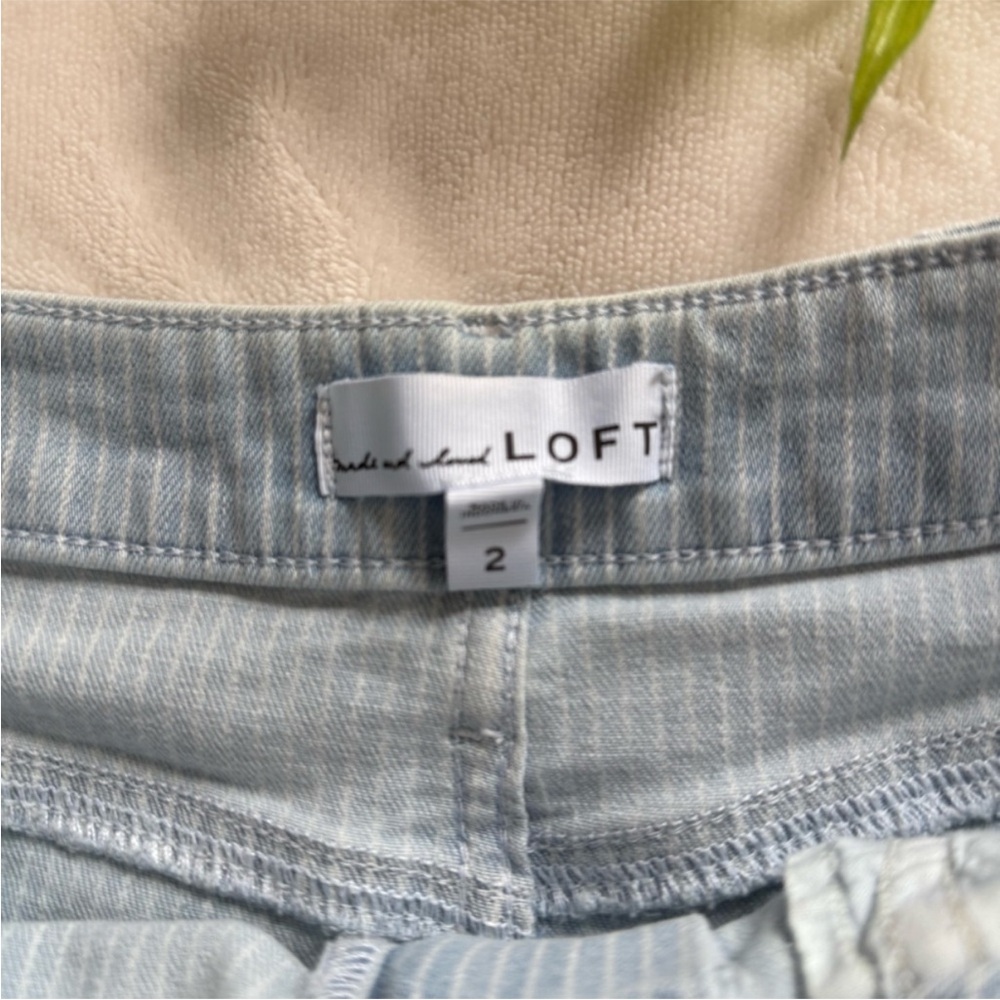 LOFT | Light Blue Striped Mini Skirt - Picture 4 of 9